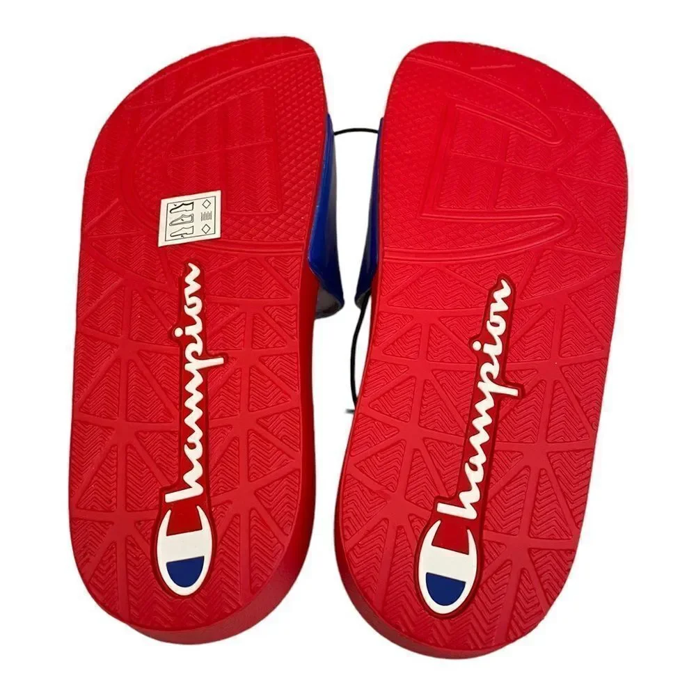 NEW Champion Men's IPO NY New York Scarlet Blue Slide Sandals